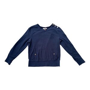 Juicy Couture Vintage Navy Sweater Women’s Size Large Gold Button Detail